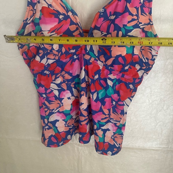 Raisins Floral One Piece Swimsuit Top - Pink and Blue - Picture 7 of 8